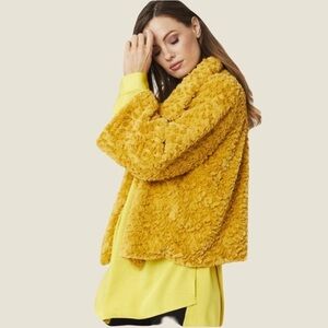 JAYLEY Mustard Yellow oversized Soft teddy jacket in Spring Yellow Womens M/L OS